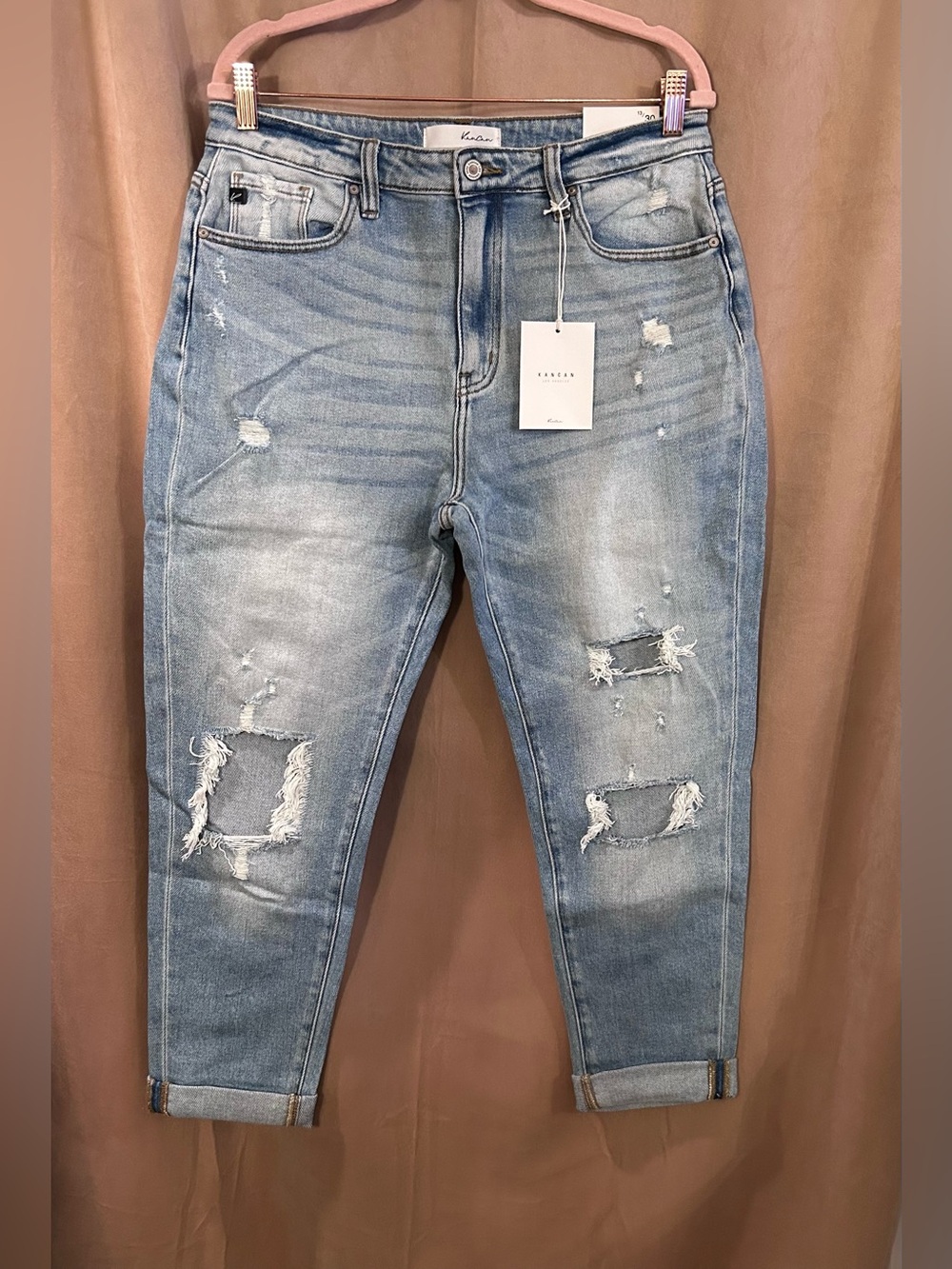 KANCAN DISTRESSED CROP JEANS - Picture 1 of 5